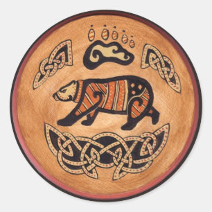 Celtic Bear Classic Round Sticker