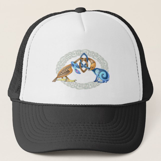 Celtic Bird and Rabbit with Frame Trucker Hat (Front)
