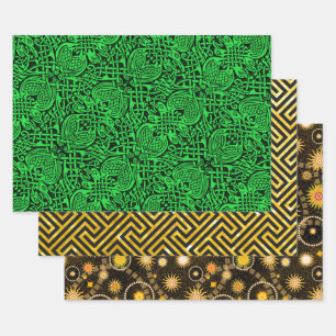 Celtic Bird Knotwork, Amber Meander and Tyson Wrapping Paper Sheet
