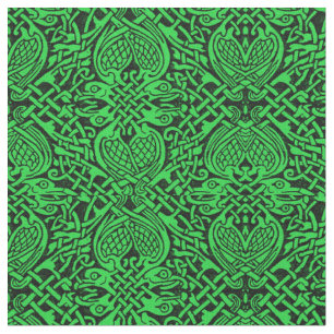 Celtic Bird Weave in Dark Green Fabric