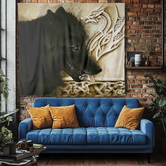Celtic Black Wolf Tapestry (Creator Uploaded)