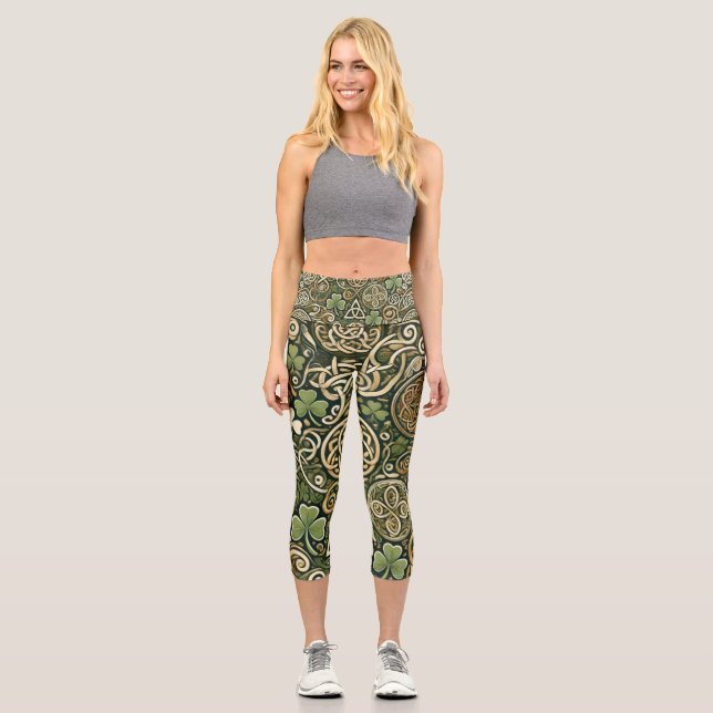 Celtic Bloom Capri Leggings (Front)