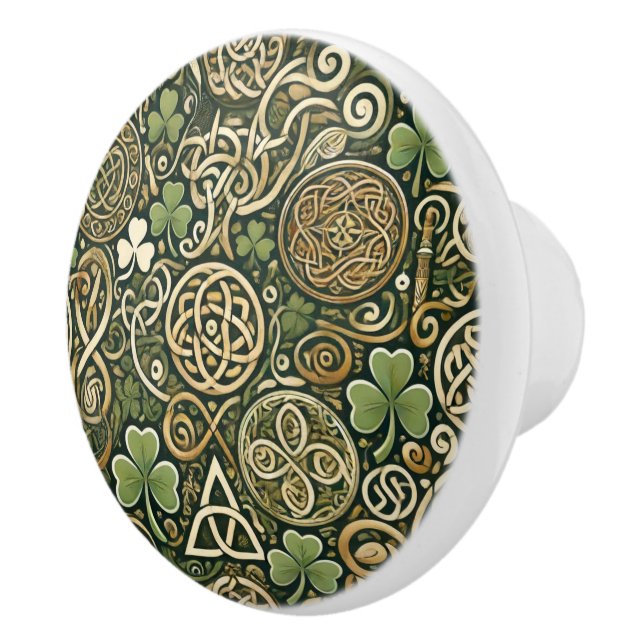 Celtic Bloom Ceramic Knob (Right)