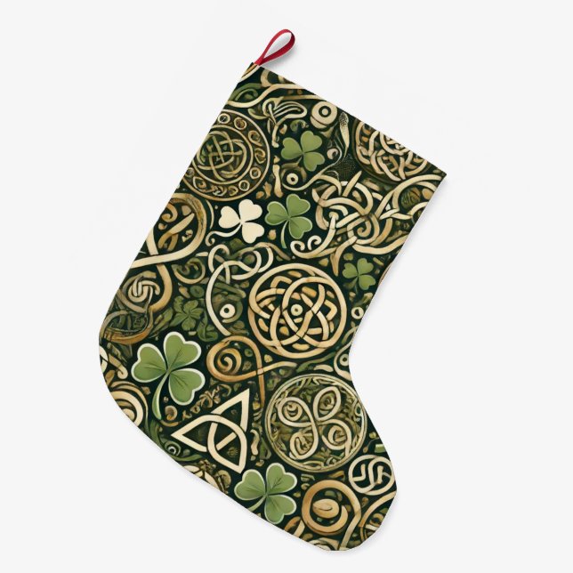 Celtic Bloom Large Christmas Stocking (Front (Hanging))