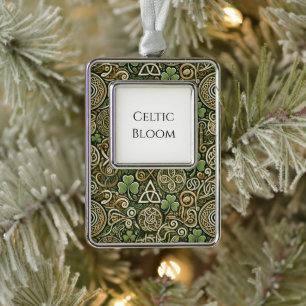 Celtic Bloom Silver Plated Framed Ornament