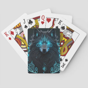 Celtic Blue Wolf Playing Cards