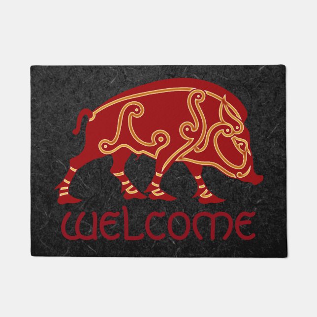 Celtic Boar Design 18" x 24" Door Mat (Front)