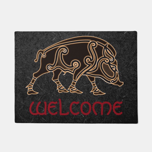 Celtic Boar Design 18" x 24" Door Mat (Front)