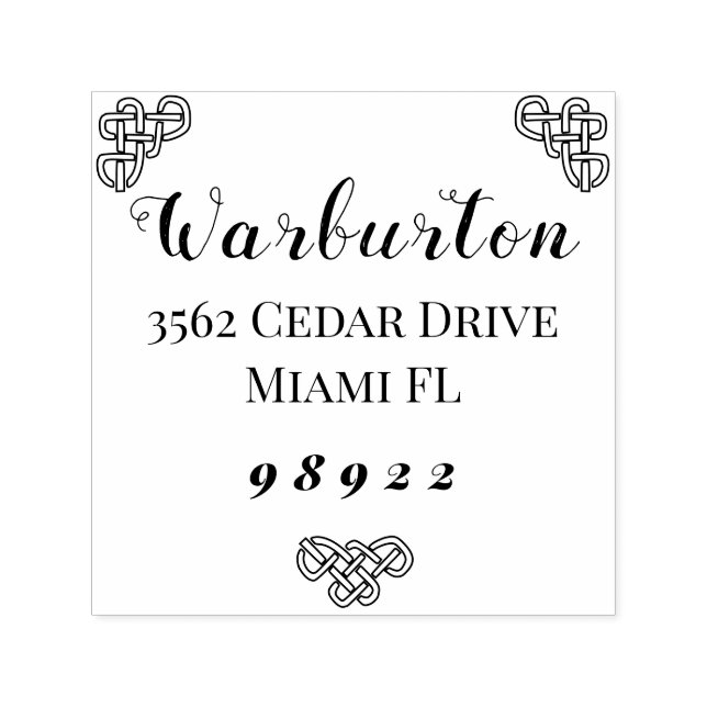 Celtic border, modern fonts self-inking stamp (Design)