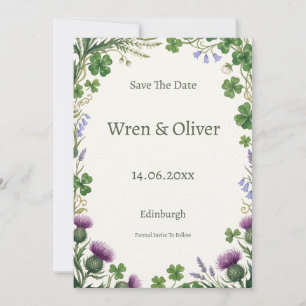 Celtic Botanical Save the Date Card Scottish Thi