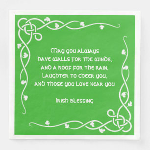 Celtic Braid - White and Green Irish Blessing #3 Napkin