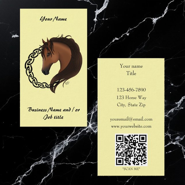 Celtic Brown Horse Yellow Business Card (Creator Uploaded)