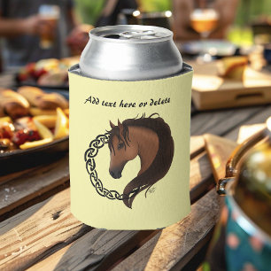 Celtic Brown Horse Yellow Can Cooler