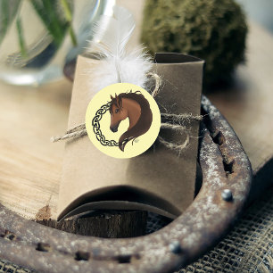 Celtic Brown Horse Yellow Classic Round Sticker