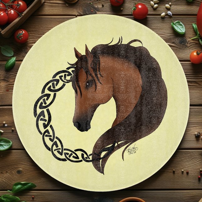 Celtic Brown Horse Yellow Cutting Board (Creator Uploaded)