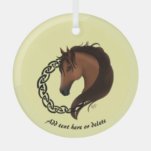 Celtic Brown Horse Yellow Glass Tree Decoration