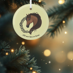 Celtic Brown Horse Yellow Glass Tree Decoration