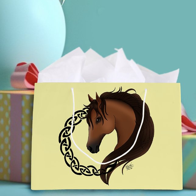 Celtic Brown Horse Yellow Large Gift Bag (Creator Uploaded)