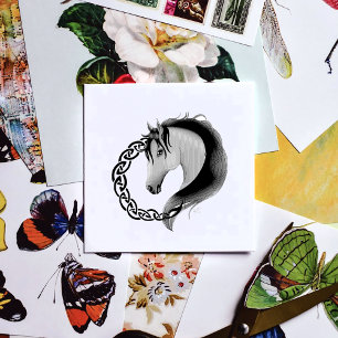 Celtic Brown Horse Yellow Rubber Stamp