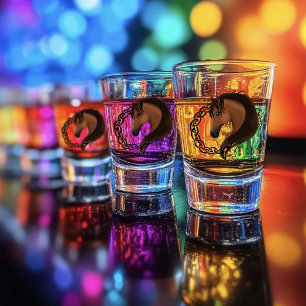 Celtic Brown Horse Yellow Shot Glass