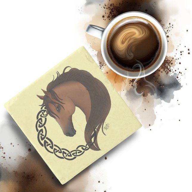 Celtic Brown Horse Yellow Stone Coaster (Creator Uploaded)