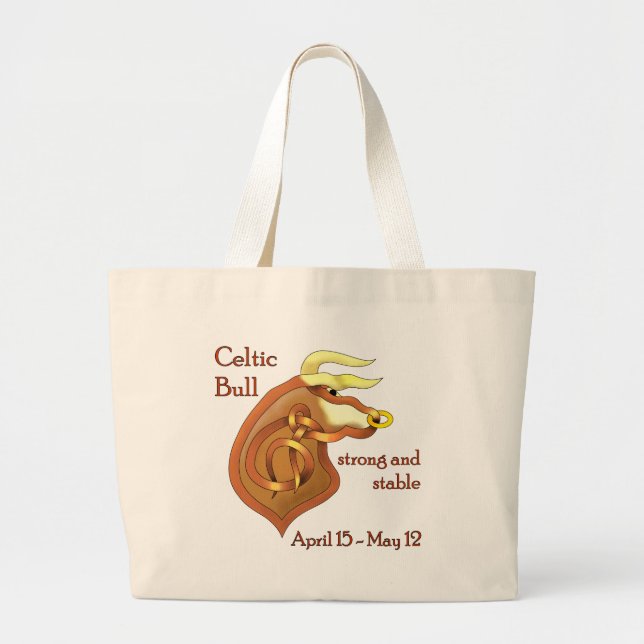 Celtic Bull Large Tote Bag (Front)
