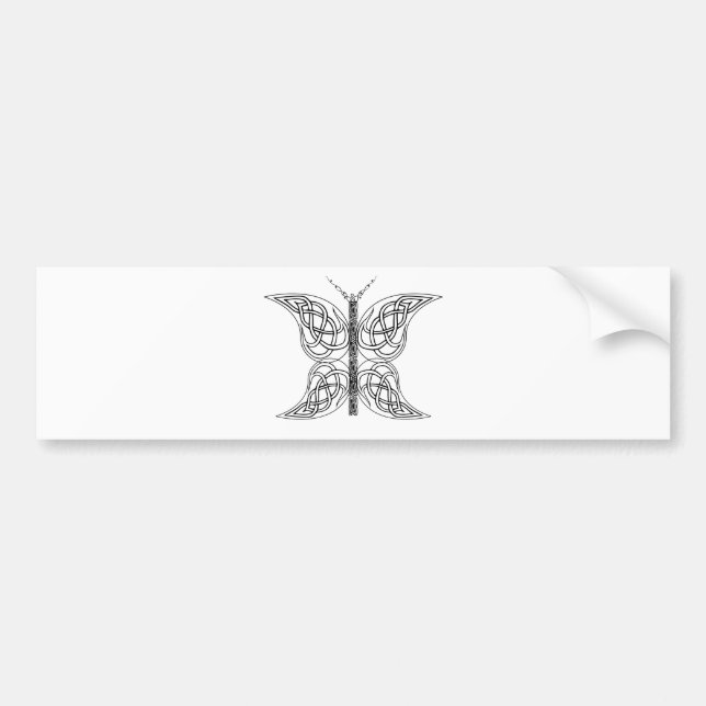 Celtic Butterfly Black and White Bumper Sticker (Front)