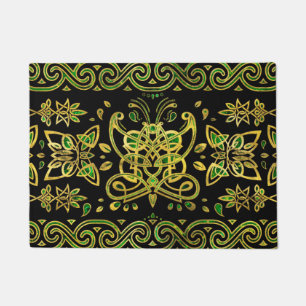 Celtic Butterfly Ornament - Green and gold Doormat