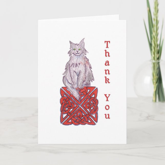 Celtic Cat Thank You Note Card (Front)