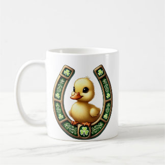 Celtic Charm: Duckling on a Horseshoe Mug