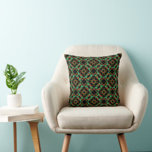 Celtic Christmas Holly Wreath Pattern Cushion