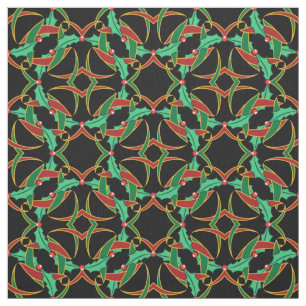 Celtic Christmas Holly Wreath Pattern Fabric