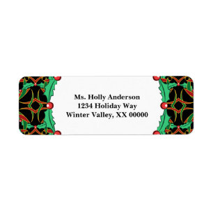 Celtic Christmas Holly Wreath Pattern Return Address Label