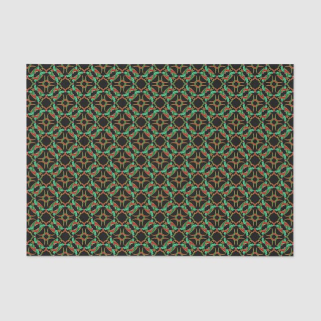 Celtic Christmas Holly Wreath Pattern Tissue Paper (Front)