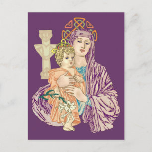 Celtic Christmas Madonna Holiday Postcard