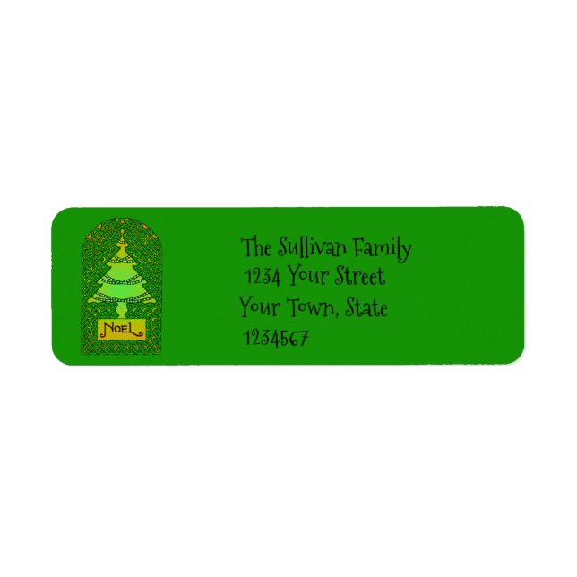 Celtic Christmas Tree Return Address Label (Front)