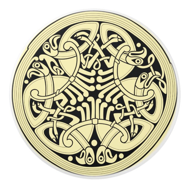 Celtic Circle~ ANY BACKGROUND COLOR ~Metallic Look Ceramic Knob (Front)