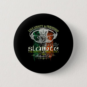 Celtic Claddagh Slainte Nge Irish Flag St. Patrick 6 Cm Round Badge