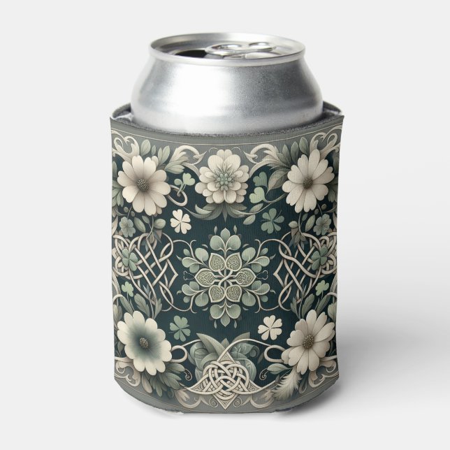 Celtic Clover Floral Charm Can Cooler (Can Front)