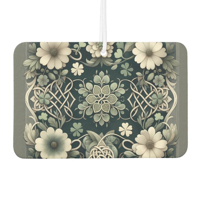 Celtic Clover Floral Charm Car Air Freshener (Front)