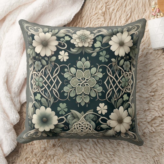 Celtic Clover Floral Charm Cushion (Blanket)