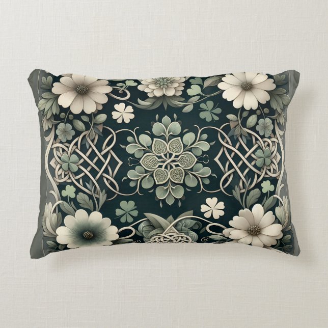 Celtic Clover Floral Charm Decorative Cushion (Front)