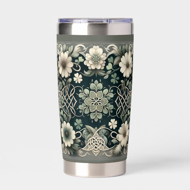 Celtic Clover Floral Charm Insulated Tumbler (Front)