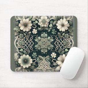 Celtic Clover Floral Charm Mouse Pad