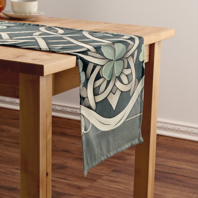 Celtic Clover Floral Charm Short Table Runner (In Situ)