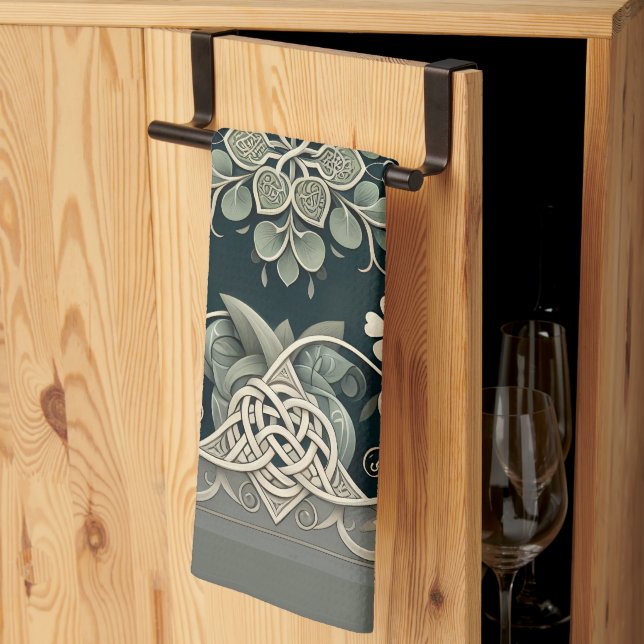 Celtic Clover Floral Charm Tea Towel (Thirds Fold)