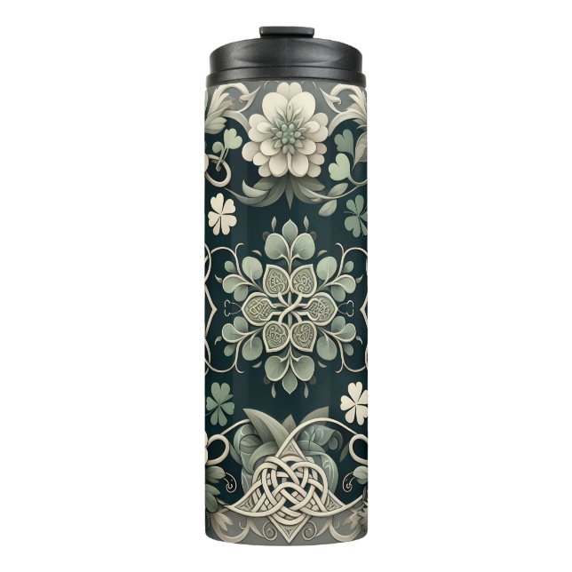Celtic Clover Floral Charm Thermal Tumbler (Front)