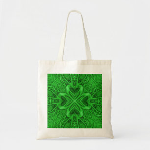 Celtic Clover Vintage Green Fractal Kaleidoscope Tote Bag