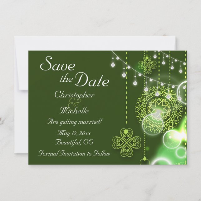 Celtic Clovers Irish Save the Date Wedding Invitation (Front)