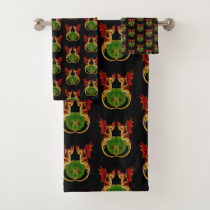 Celtic Crescent Moon And Dragons Bath Towel Set